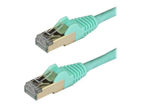 StarTech.com 2m CAT6A Ethernet Cable, 10 Gigabit Shielded Snagless RJ45 100W PoE Patch Cord, CAT 6A 10GbE STP Network Cable w/Strain Relief, Aqua, Fluke Tested/UL Certified Wiring/TIA - Category 6A - 26AWG (6ASPAT2MAQ)