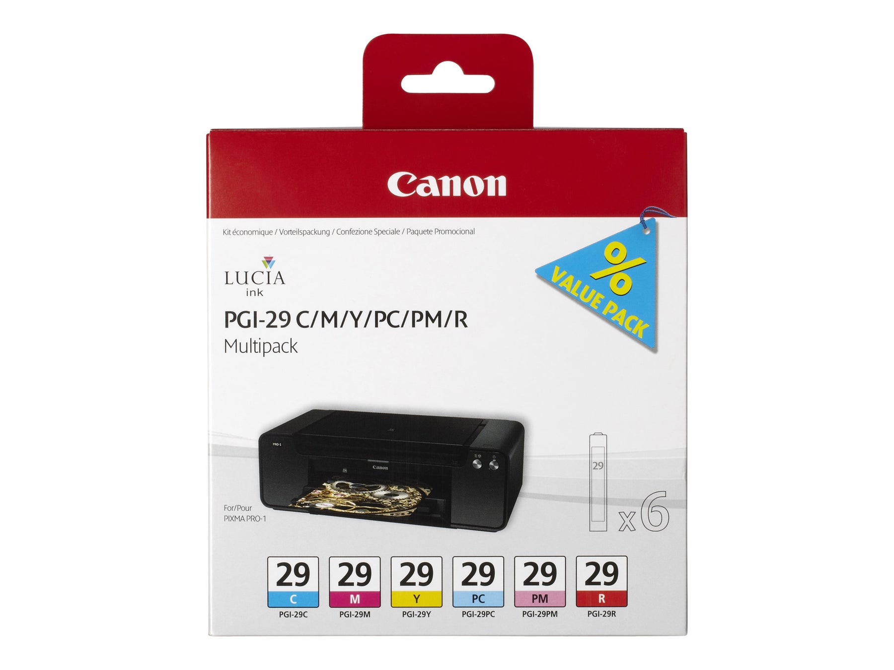 Canon PGI-29 CMY/PC/PM/R Multipack - Gelb, Cyan, Magenta, Rot, Photo Cyan, Photo Magenta