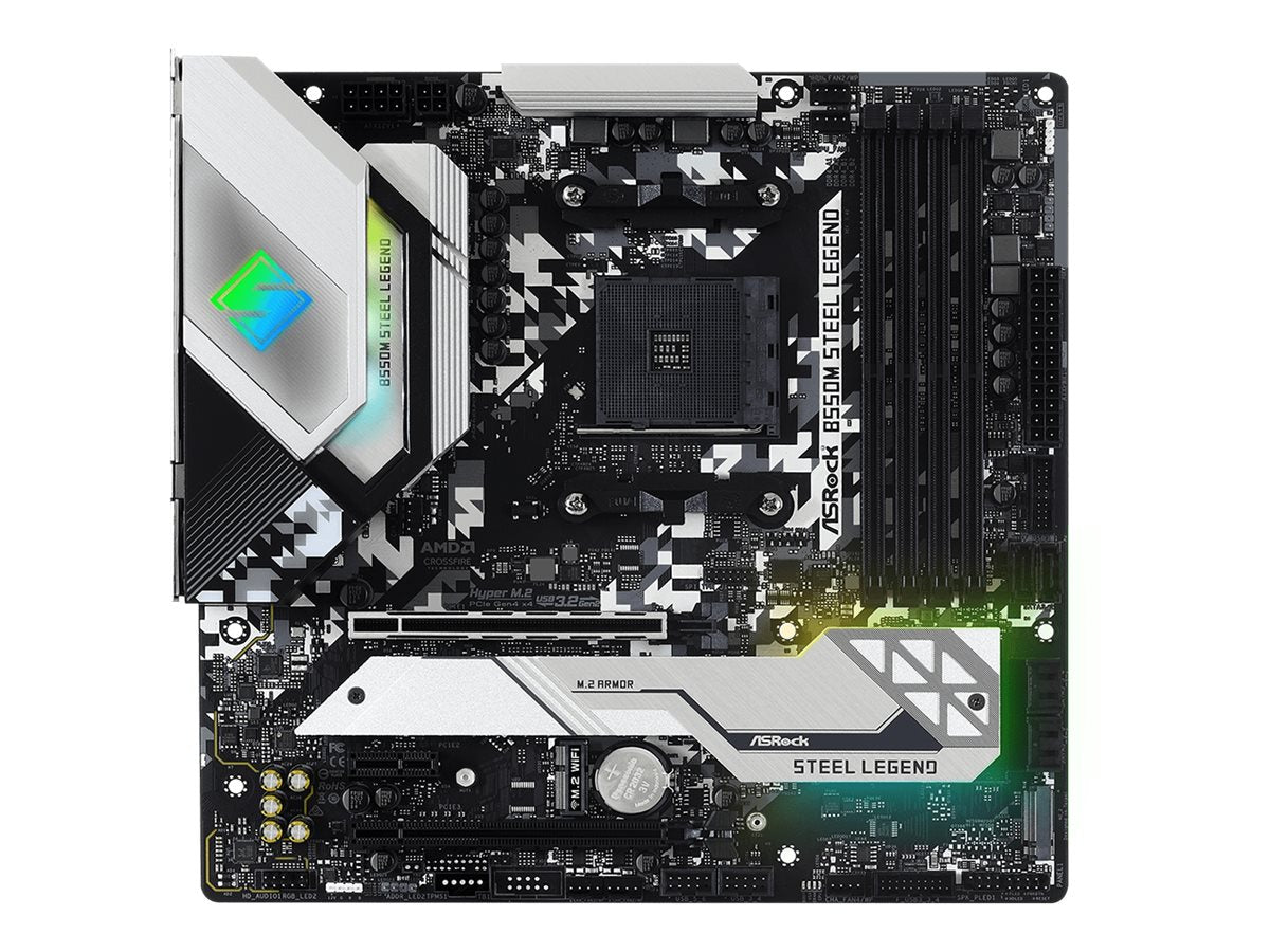 ASRock B550M Steel Legend - Motherboard - micro ATX - Socket AM4 - AMD B550 Chipsatz - USB-C Gen2, USB 3.2 Gen 1, USB 3.2 Gen 2 - 2.5 Gigabit LAN - Onboard-Grafik (CPU erforderlich)