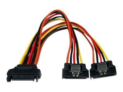 StarTech.com SATA Y-Strom-Adapterkabel mit Verriegelungs Clip 15cm - S-ATA Y Splitter Stromkabel St/Bu - Serial ATA 15pin Y-Adapter - Netz-Splitter - SATA-Stromstecker (M)