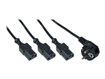 InLine Netz-Y-Kabel - 1x Schutzkontaktstecker zu 3x Kaltgerätestecker - 1,8m