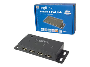 LogiLink Hub - 4 x USB 2.0 - Desktop, wandmontierbar