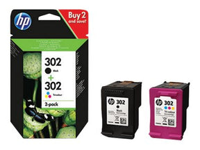 HP 302 Combo Pack - 2er-Pack - Schwarz, Farbe (Cyan, Magenta, Gelb)