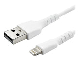 StarTech.com 2m USB-A auf Lightning-Kabel - Hochbelastbare, robuste Aramidfaser - USB Typ-A auf Lightningkabel - Lade-/Synchronisationskabel - Apple MFi-zertifiziert iPad/iPhone 12 - Weiß (RUSBLTMM2M)