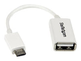 StarTech.com Micro USB auf USB OTG Adapter Stecker / Buchse - Micro USB zu USB Kabel 12cm - On The Go Kabel - Weiß - USB-Adapter - USB (W)