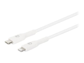 Manhattan USB-C to Lightning Cable, Charge & Sync, 0.5m, White, For Apple iPhone/iPad/iPod, Male to Male, MFi Certified (Apple approval program)