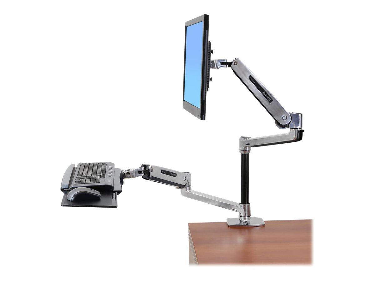 Ergotron LX Sit-Stand Desk Arm - Befestigungskit (Verlängerungsarm, Stange, VESA-Adapter, Steh-Sitz-Arm, Tisch-Klemme, Befestigung für Kabeldurchgang)