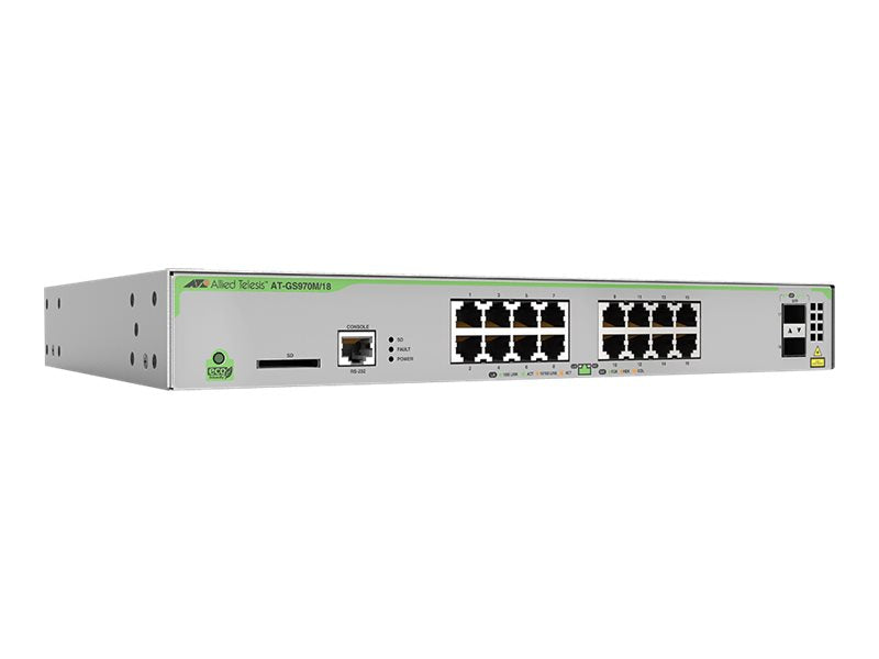 Allied Telesis CentreCOM AT-GS970M/18 - Switch - L3 - managed - 16 x 10/100/1000 + 2 x SFP (mini-GBIC)