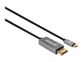 Manhattan USB-C to DisplayPort 1.4 Cable, 8K@60Hz, 2m, Male to Male, Black, Equivalent to Startech CDP2DP146B (except 20cm longer)