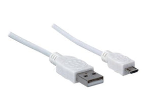 Manhattan USB-A to Micro-USB Cable, 1m, Male to Male, White, 480 Mbps (USB 2.0)