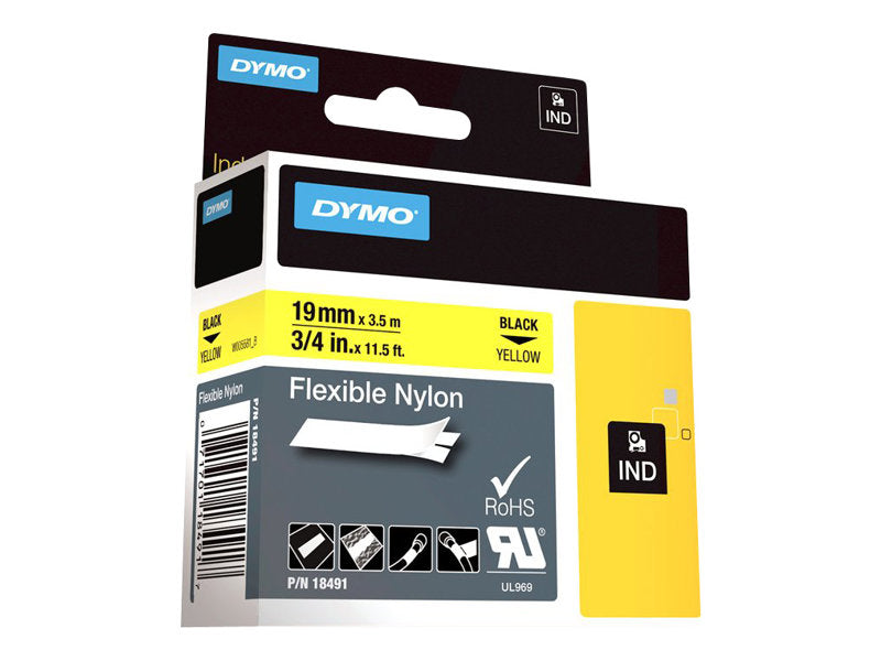 Dymo Nylon - Schwarz auf Gelb - Roll (1.9 cm x 3.5 m) 1 Kassette(n) Flexitape