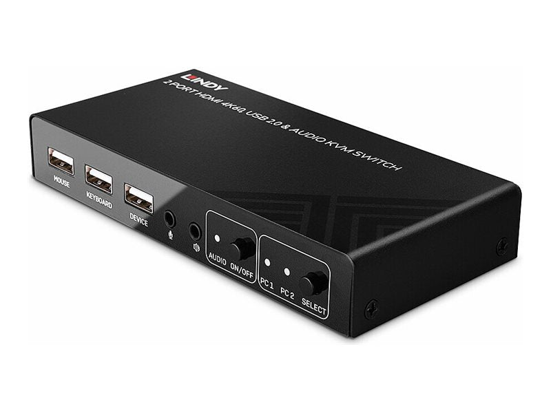 Lindy KVM-/Audio-/USB-Switch - HDMI 4K60, USB 2.0