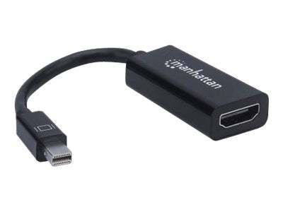 Manhattan Mini DisplayPort 1.2 to HDMI Adapter Cable, 1080p@60Hz, 12cm, Male to Female, Black, Equivalent to Startech MDP2HDMI, Three Year Warranty, Polybag