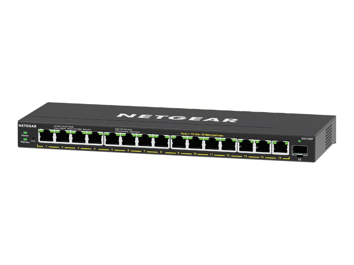 Netgear Plus GS316EP - Switch - managed - 15 x 10/100/1000 (PoE+)