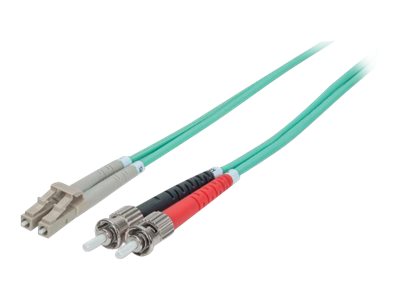 Intellinet Fibre Optic Patch Cable, OM3, ST/LC, 5m, Aqua, Duplex, Multimode, 50/125 Âµm, LSZH, Fiber, Lifetime Warranty, Polybag - Patch-Kabel - ST multi-mode (M)