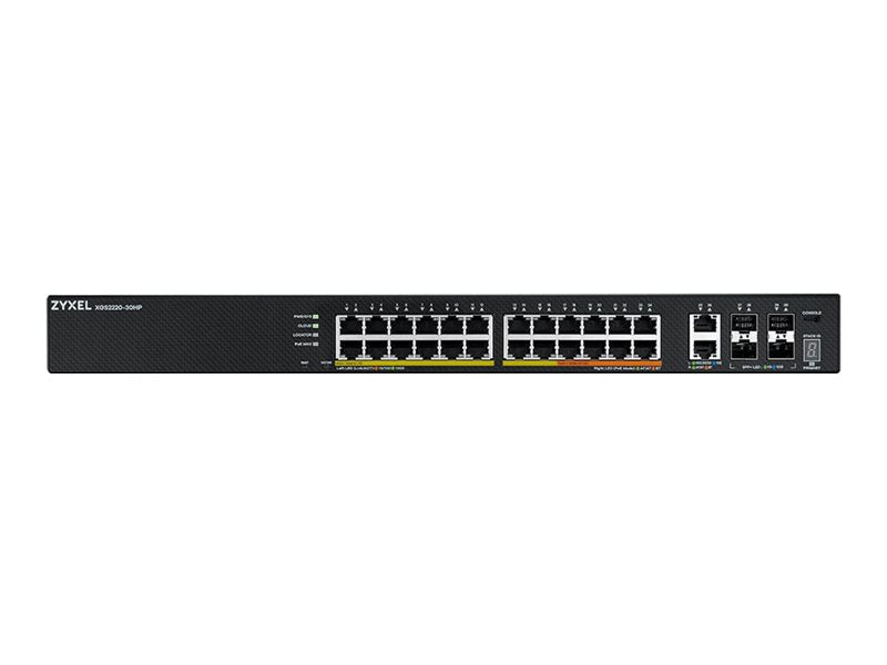 ZyXEL XGS2220 Series XGS2220-30HP - Switch - 24-Port GbE L3 Access, NebulaFLEX Cloud, mit 6 10G Uplink - managed - 16 x 10/100/1000 (PoE+)