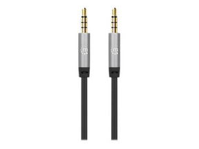 Manhattan Stereo Audio 3.5mm Cable, 5m, Male/Male, Slim Design, Black/Silver, Premium with 24 karat gold plated contacts and pure oxygen-free copper (OFC)