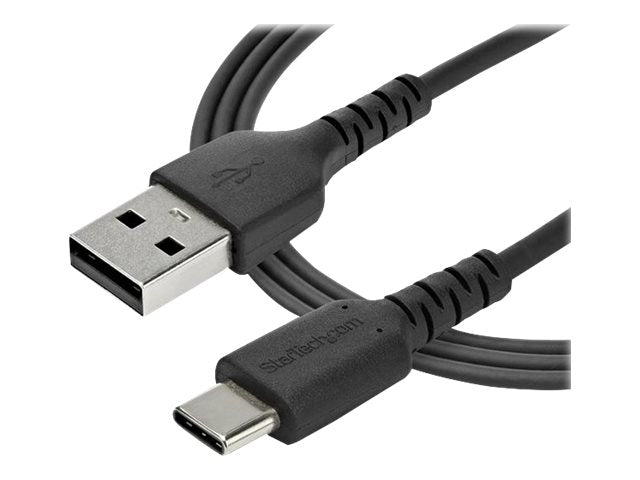 StarTech.com 1m USB-A auf USB-C Ladekabel - Dauerhaftes USB 2.0 auf USB Typ-C Datenübertragungs- und Schnellladekabel - Robuster TPE-Mantel Aramidfaser, M/M, 3A - Schwarz (RUSB2AC1MB)