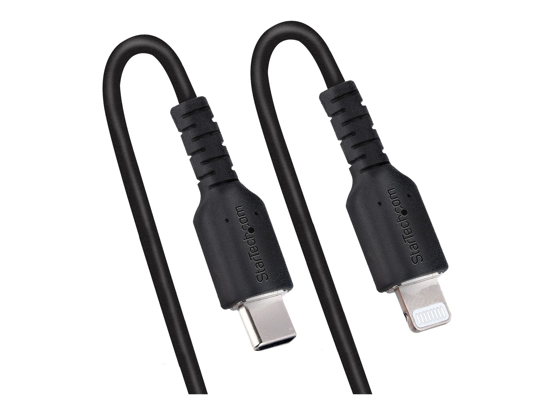 StarTech.com 50cm USB C auf Lightning Kabel, spiralkabel, MFi-zertifiziert, Schnellladekabel für iPhone/iPad , schwarz, langlebiger TPE-Mantel aus Aramidfaser, USB C 2.0 Kabel (RUSB2CLT50CMBC)