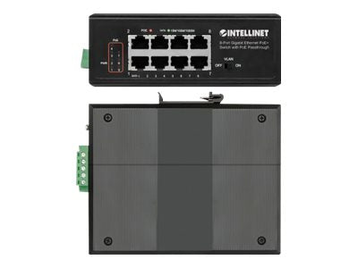 Intellinet PoE-Powered 8-Port Gigabit Ethernet PoE+ Industrial Switch with PoE Passthrough - Switch - unmanaged - 8 x 10/100/1000 (PoE+)