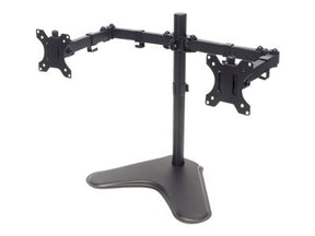 Manhattan TV & Monitor Mount, Desk, Double-Link Arms, 2 screens, Screen Sizes: 10-27", Black, Stand Assembly, Dual Screen, VESA 75x75 to 100x100mm, Max 8kg (each)