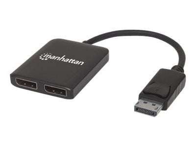 Manhattan DisplayPort 1.2 to 2-Port DisplayPort 1.2 Splitter Hub with MST, 4K@30Hz, USB-A Powered, Video Wall Function, Black, Three Year Warranty, Blister