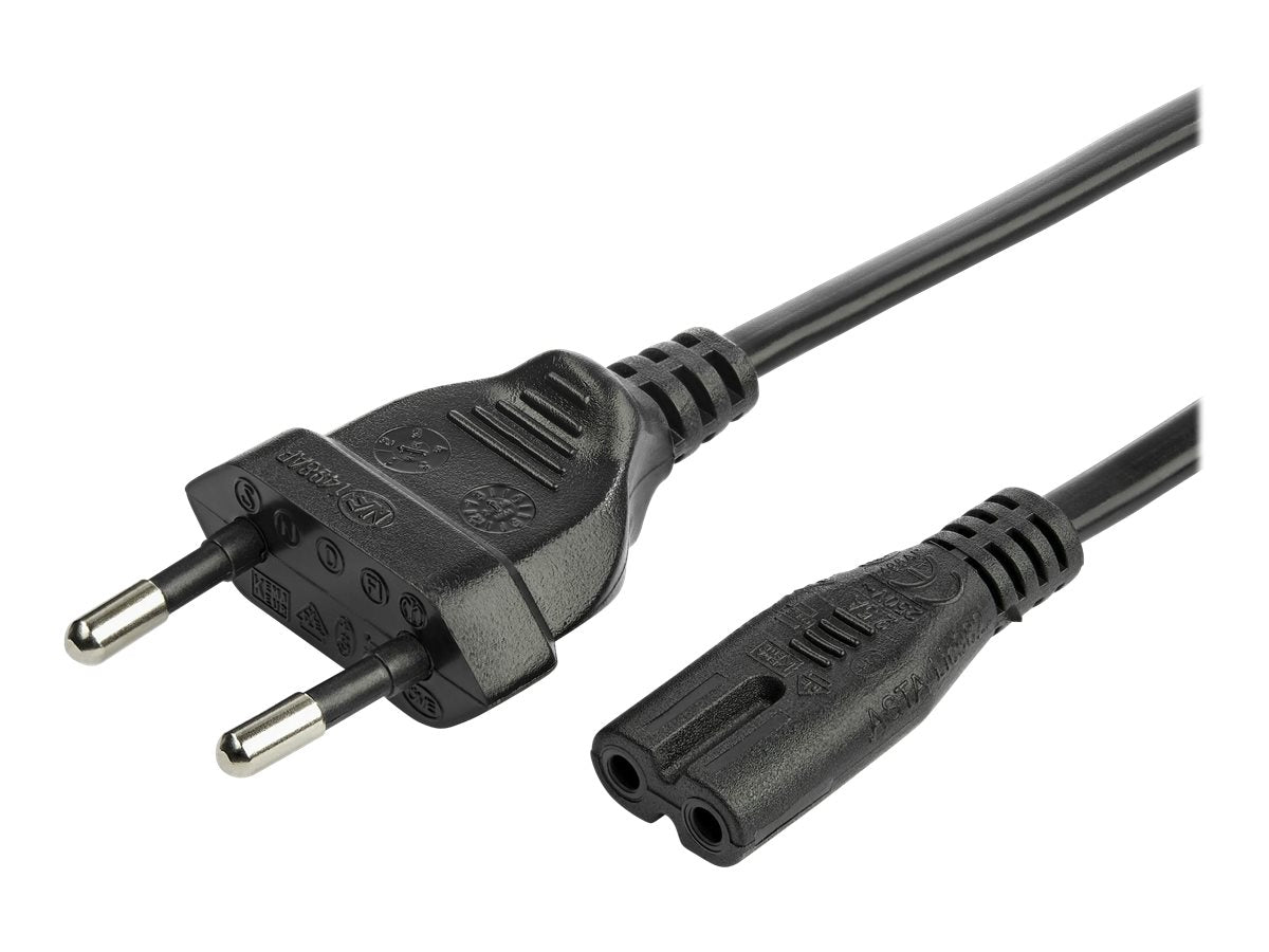 StarTech.com 3m (10ft) Laptop Power Cord, EU Plug to C7, 2.5A 250V, 18AWG, Notebook / Laptop Replacement AC Power Cord, Printer/Power Brick Cord, Europlug to IEC 60320 C7 - Laptop Charger Cable, Black (752E-3M-POWER-LEAD)