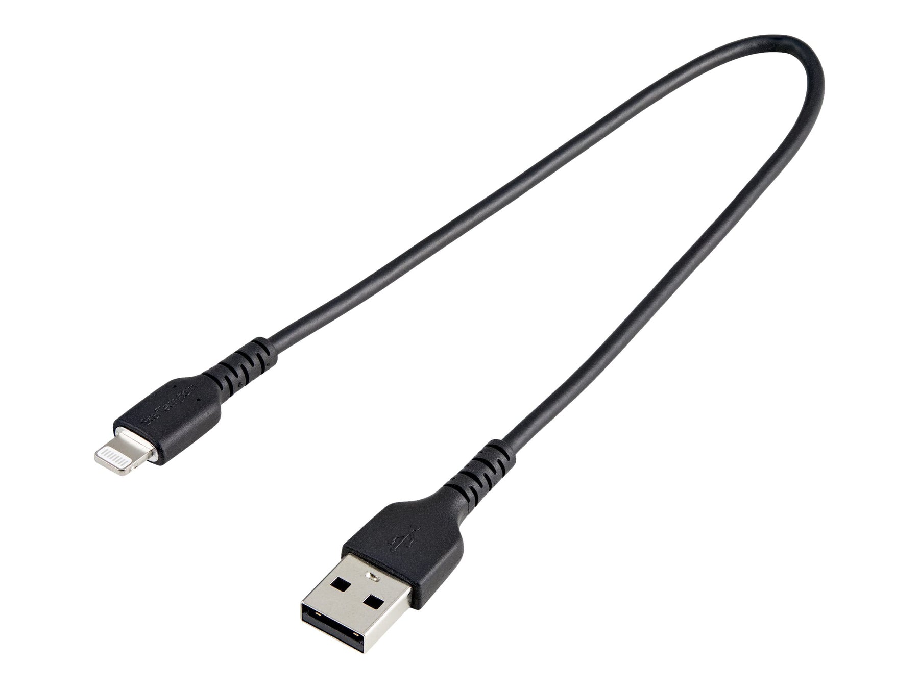 StarTech.com 30cm USB-A auf Lightning-Kabel - Hochbelastbare, robuste Aramidfaser - Lade-/Synchronisationskabel - Apple MFi-zertifiziert iPad/iPhone 12 - Schwarz (RUSBLTMM30CMB)