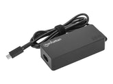 Manhattan USB-C Power Delivery Laptop Charger 65W, AC to Type-C Power Adapter, Universal Voltage Compatible with Most Notebooks, Ideal as Second or Replacement Power Supply, Includes Detachable AC Power Cable and Built-in USB-C PD Cable, Black