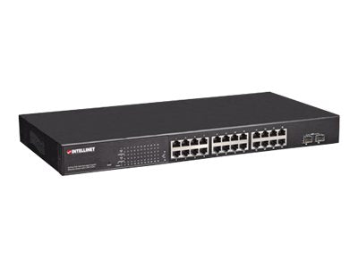 Intellinet 24-Port Gigabit Ethernet PoE+ Web-Managed Switch with 2 SFP Ports, 24 x PoE ports, IEEE 802.3at/af Power over Ethernet (PoE+/PoE)