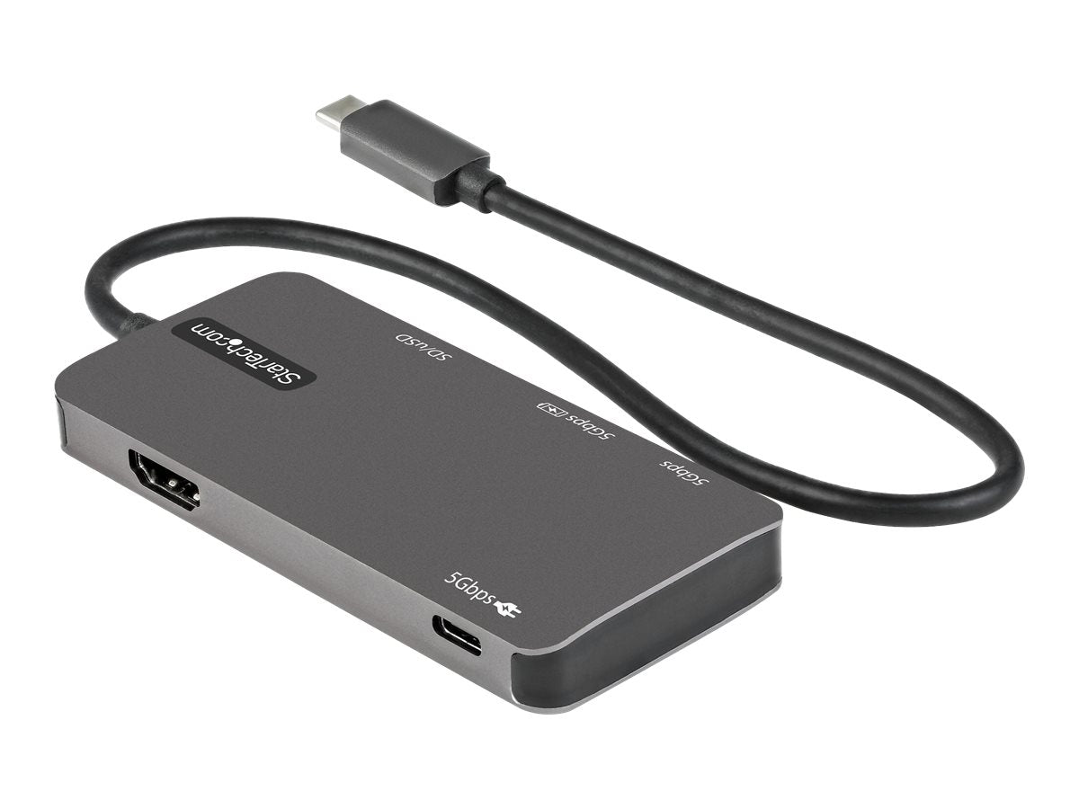 StarTech.com USB-C Multiport Adapter - USB-C auf 4K-HDMI, 100W PD Pass-Through, SD-/MicroSD-Steckplatz -  USB-C-Mini-Dock - 30 cm langes Kabel (DKT30CHSDPD)