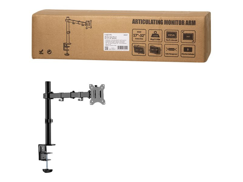 LogiLink Befestigungskit - einstellbarer Arm - für LCD-Display - Schwarz - Bildschirmgröße: 43.2-81.3 cm (17"-32")