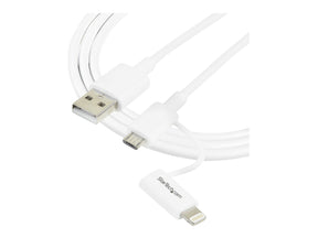 StarTech.com 1m Apple Lightning oder Micro USB auf USB Kabel für iPhone / iPad / iPod - Lade- / Sync-Kabel Apple MiFi Zertifiziert - Weiß - Lade-/Datenkabel - USB (M)