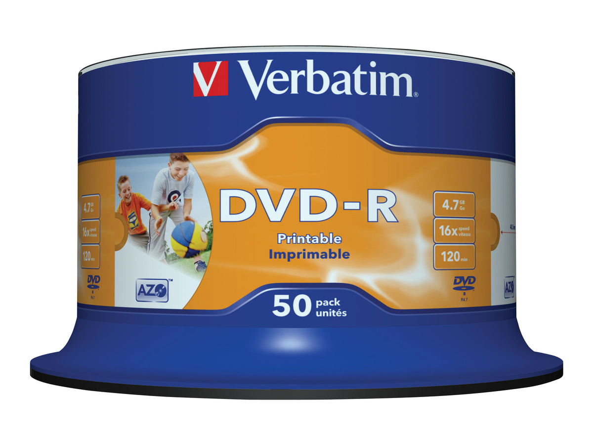 Verbatim 50 x DVD-R - 4.7 GB 16x - breite bedruckbare Fläche für Fotos