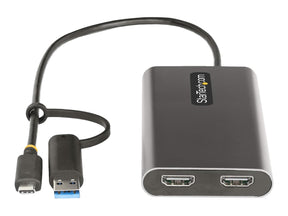 StarTech.com USB-C to Dual-HDMI Adapter, USB-C or A to 2x HDMI, 4K 60Hz, 100W PD Pass-Through, 1ft (30cm)