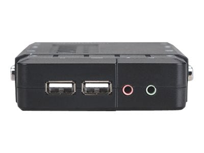 Manhattan KVM Switch Compact 4-Port, 4x USB-A, Cables included, Audio Support, Control 4x computers from one pc/mouse/screen, Black, Lifetime Warranty, Boxed