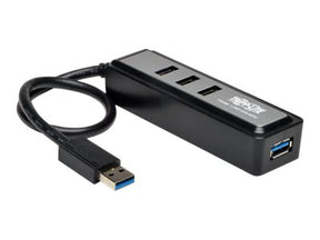 Tripp Portable 4-Port USB 3.0 SuperSpeed Mini Hub with Built In Cable