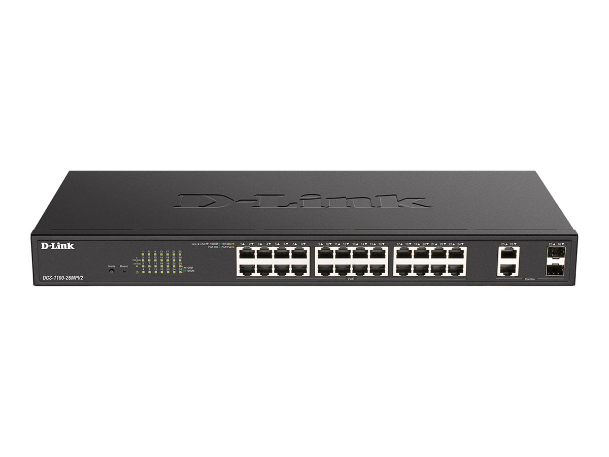 D-Link DGS 1100-26MPV2 - Switch - Smart - 24 x 10/100/1000 (PoE)