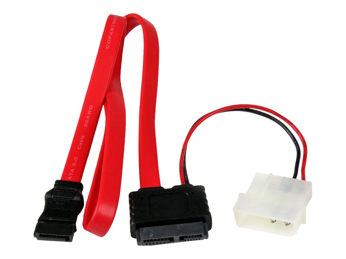 StarTech.com SATA Slimline Kabel mit Molex Stecker - S-ATA all-in-one Anschlusskabel - 1 x Slimline SATA 1 x LP4 1 x SATA - 50cm - SATA-Kabel - Serial ATA 150/300/600 - Slimline SATA (W)