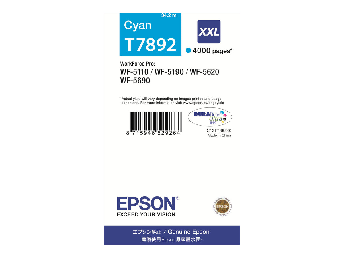 Epson T7892 - 34.2 ml - Größe XXL - Cyan - Original