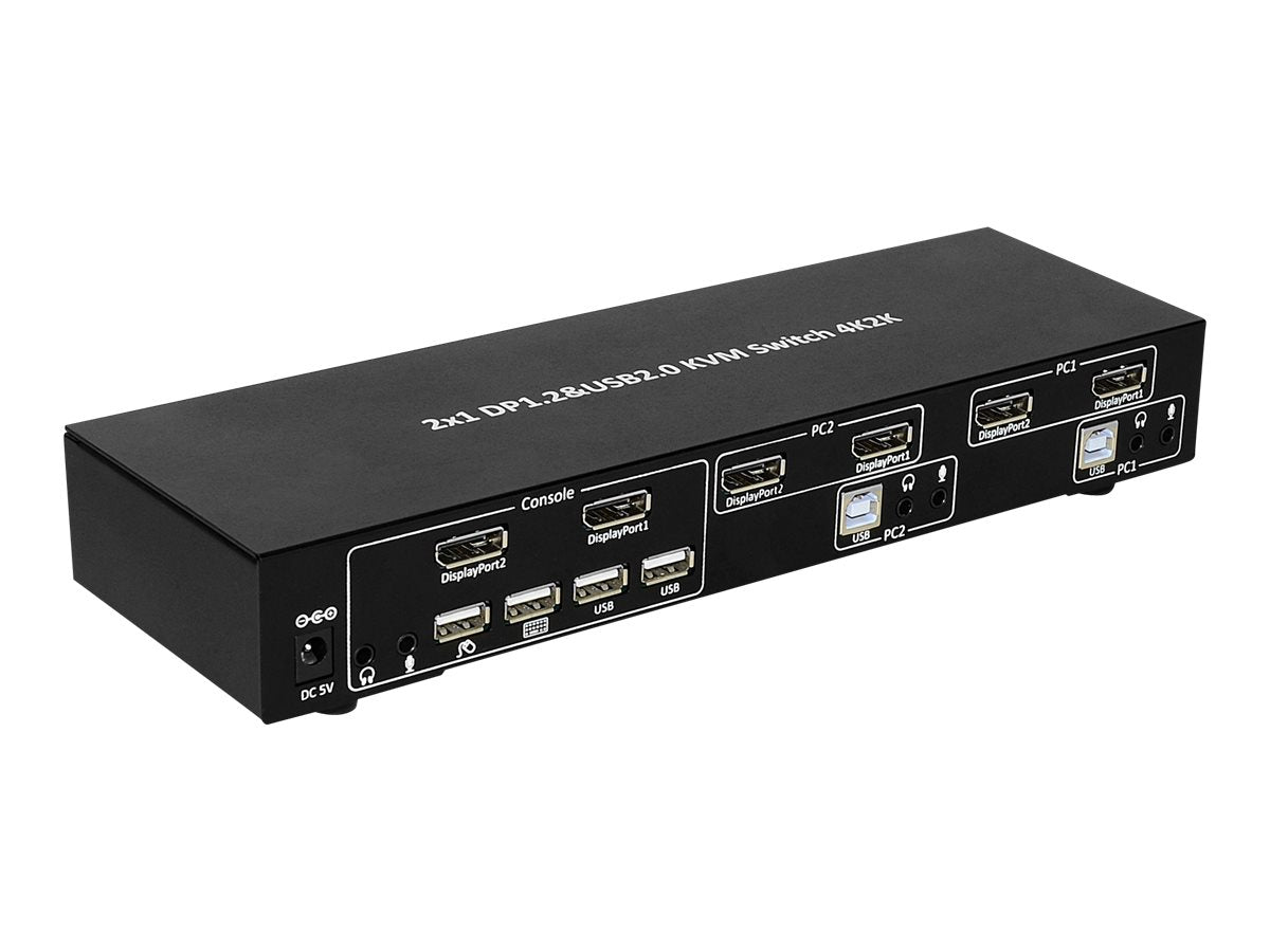 Techly 2-Port DisplayPort1.2 Dual-Monitor KVM Switch