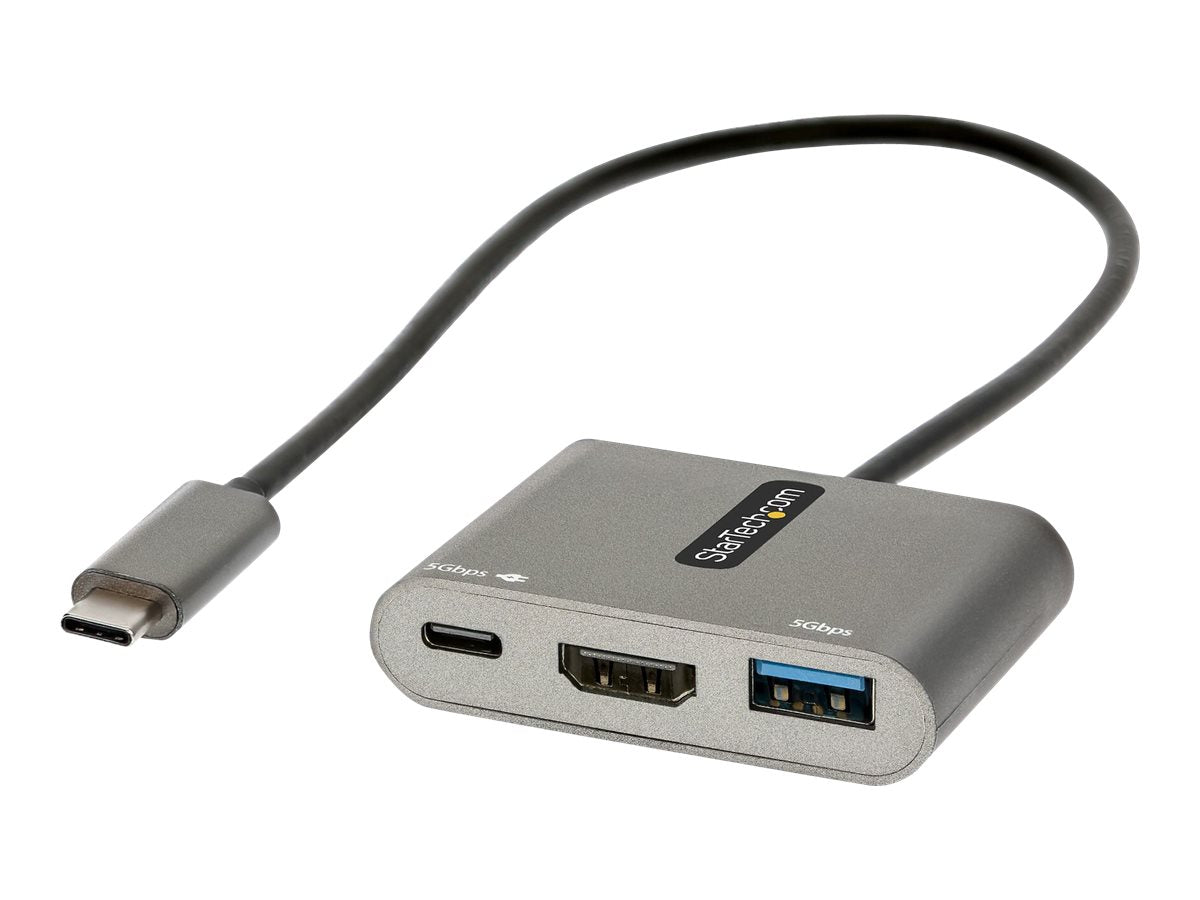 StarTech.com USB-C Multiport Adapter, USB-C auf HDMI 4K Anschluss, 100W PD, USB 3.0 Hub 5Gbit/s (1xTyp-C/ 1xA)