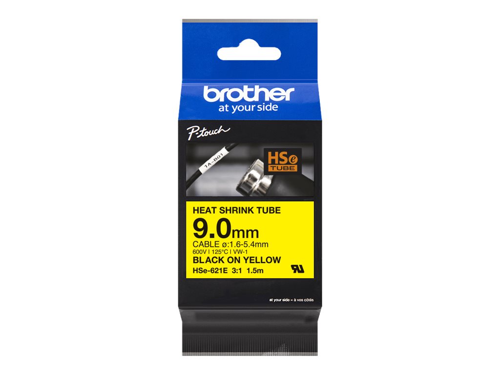 Brother HSe-621E - Schwarz auf Gelb - Roll (0,9 cm x 1,5 m)