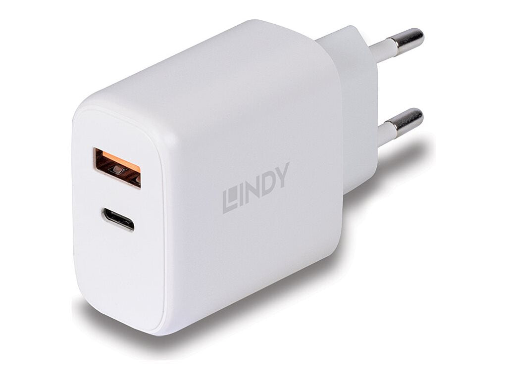 Lindy Netzteil - 30 Watt - 3 A - PD 3.0 - 2 Ausgabeanschlussstellen (4-polig USB Typ A / 24-polig USB-C)