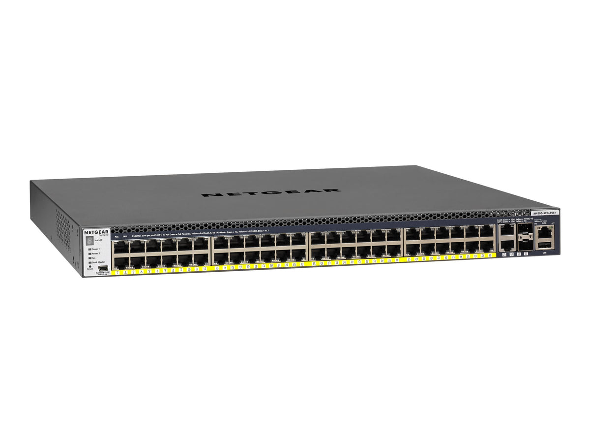 Netgear M4300-52G-PoE+ - Switch - L3 - managed - 2 x 10/100/1000/10000 + 2 x 10 Gigabit SFP+ + 48 x 10/100/1000 (PoE+)