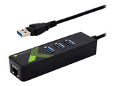 Techly USB3.0 Gigabit Ethernet Adapter Converter with 3-Port Hub