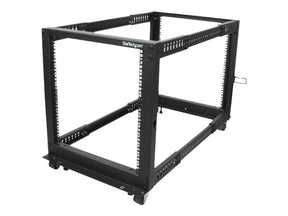 StarTech.com 12HE 4 Pfosten Open Frame Server Rack / Schrank tiefenverstellbar mit Rollen / Nivellierfüße und Kabelverwaltung