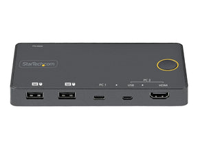 StarTech.com 2 Port Hybrid KVM Switch HDMI + USB-A & USB-C - 4K 60Hz HDMI 2.0 Monitor - Kompakter Desktop und/oder Laptop HDMI KVM Umschalter - USB Bus Powered - Thunderbolt 3 Kompatibel (SV221HUC4K)