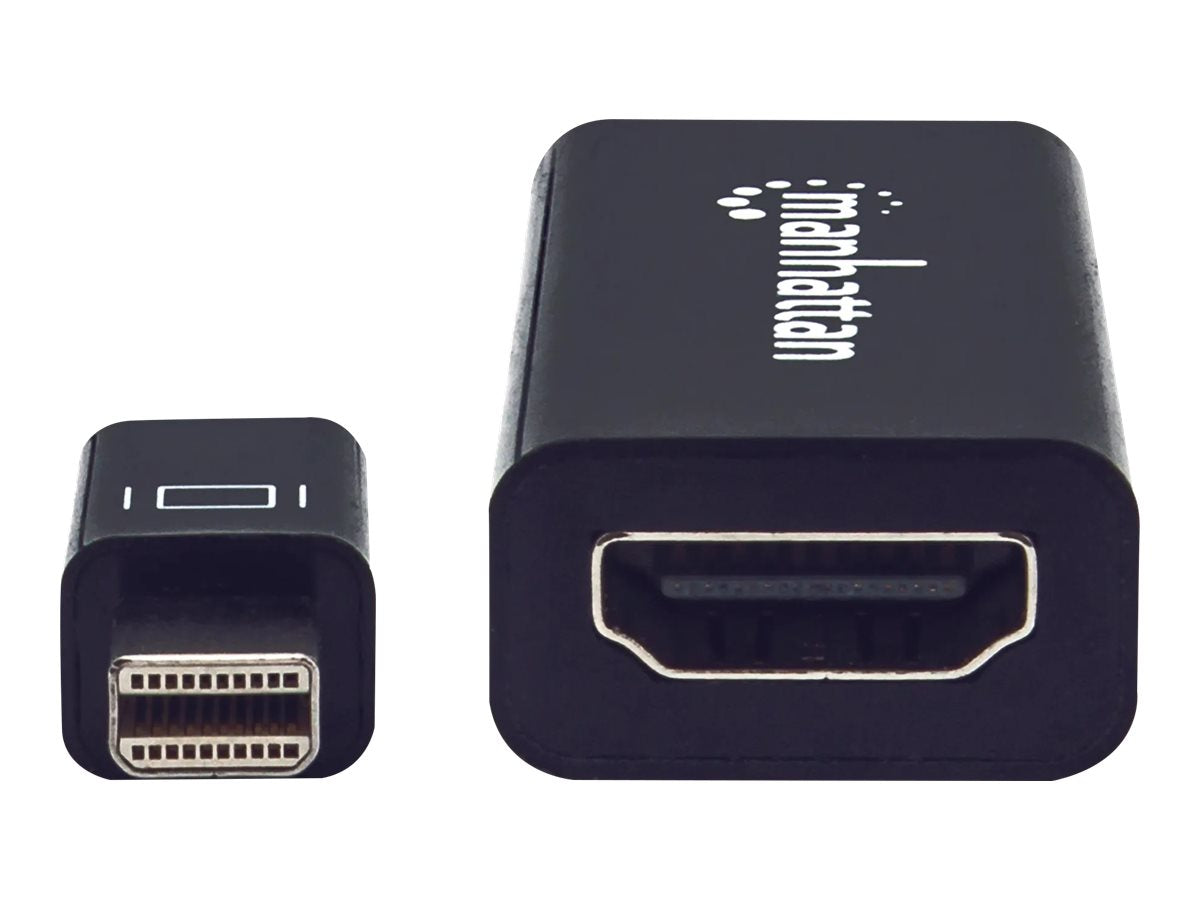 Manhattan Mini DisplayPort 1.2 to HDMI Adapter Cable, 1080p@60Hz, 12cm, Male to Female, Black, Equivalent to Startech MDP2HDMI, Three Year Warranty, Polybag