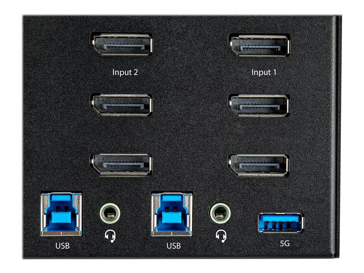 StarTech.com 2 Port DisplayPort KVM Switch - 4K 60 Hz UHD HDR - DP 1.2 KVM Umschalter mit USB 3.0 Hub mit 2 Anschlüssen (5 Gbit/s)